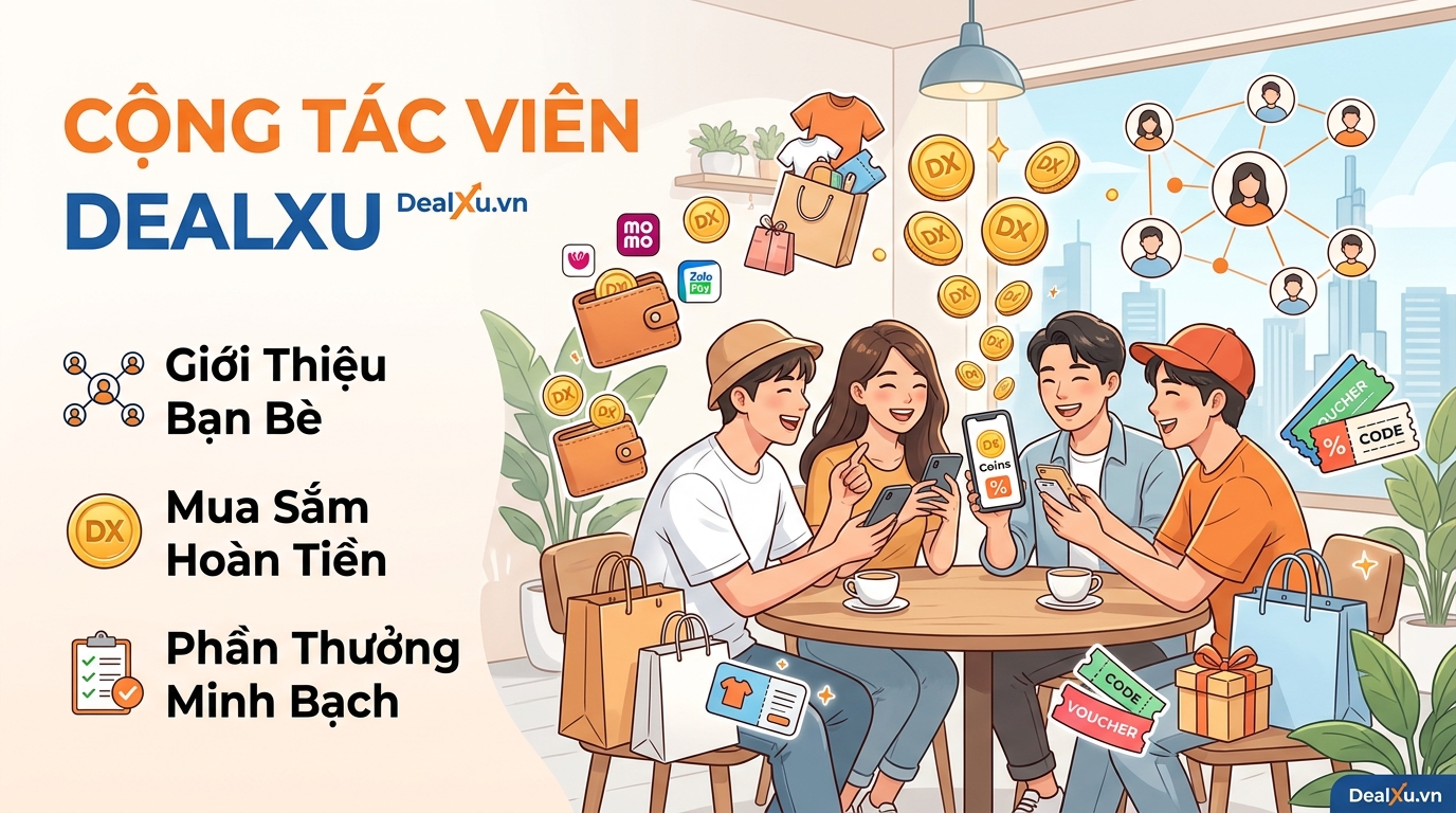 Hướng dẫn CTV DealXu: Giới thiệu bạn bè mua sắm hoàn tiền và nhận thưởng